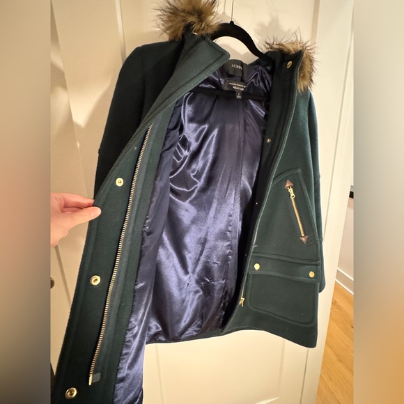 JCrew Women's Chateau Parka Stadium Cloth Forest Green Size 4 (gently used) - Picture 4 of 5